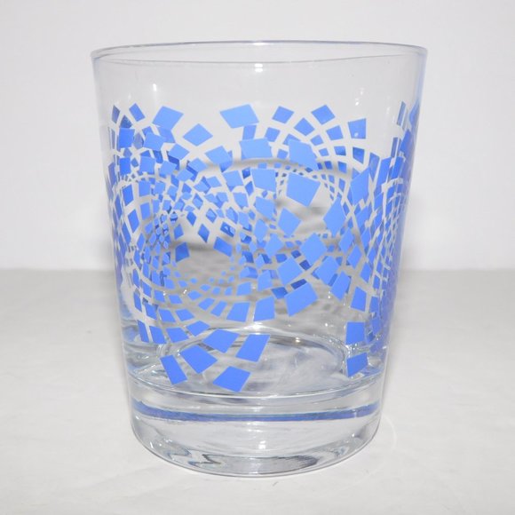 2 Vintage Ikea Clear Royal Blue  Design Lowball Tumbler Glasses - Picture 3 of 7